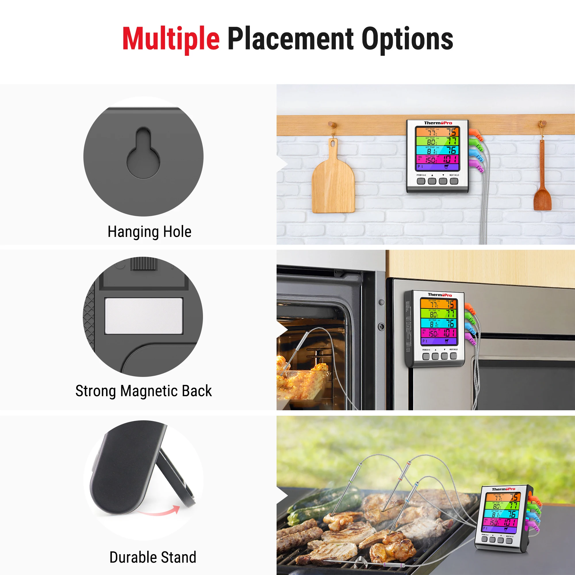 ThermoPro TP17H Kitchen Cooking Digital Meat Thermometer With 4 Probes Backlight BBQ Oven For Somking | Дом и сад