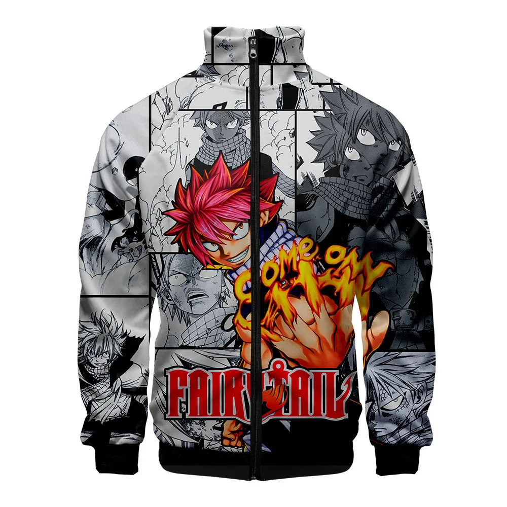

Anime Fairy Tail 3D Baseball Jacket Men Women Overcoat Streetwear Men's Jacket Long Sleeve Outwear Zipper Stand Collar Jacket