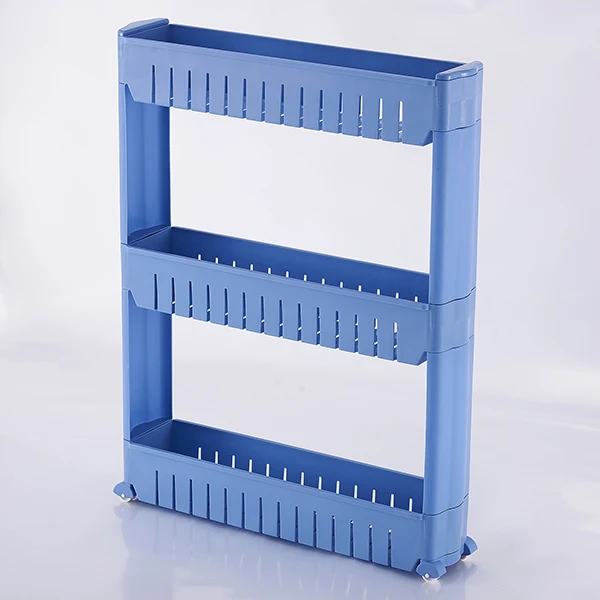 Blue(3 Layers) Msjo кухонный Органайзер, многофункциональная полка, съемные колеса, трещины, стойка для хранения приправ, боковая полка для холодильника - Цвет: Blue(3 Layers)