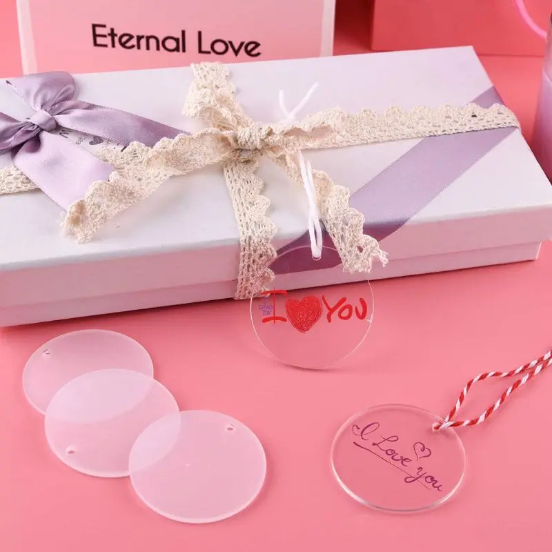 

90Pcs Acrylic Clear Circle Discs Keychain Set Round Acrylic Keychain Blank Leather Tassel Pendant Jump Rings for DIY
