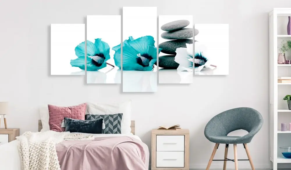 

Five-piece Blue Green Flower Embroidery Full Square Diamond Painting Set 5D Mosaic Home Decoration Art
