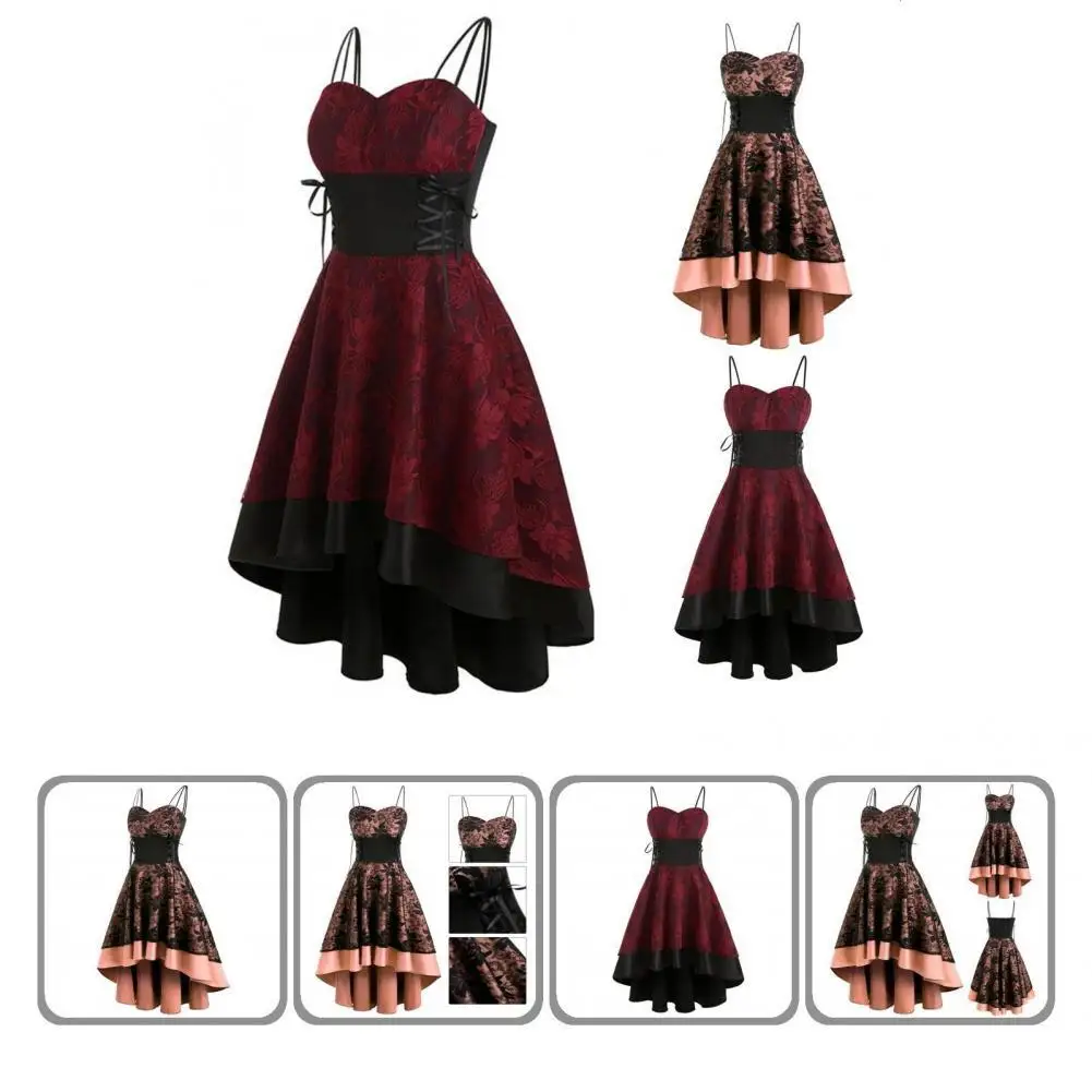 

Vintage Dress Fabulous Eye-catching Lady Dress Layered High Waist Women Dress
