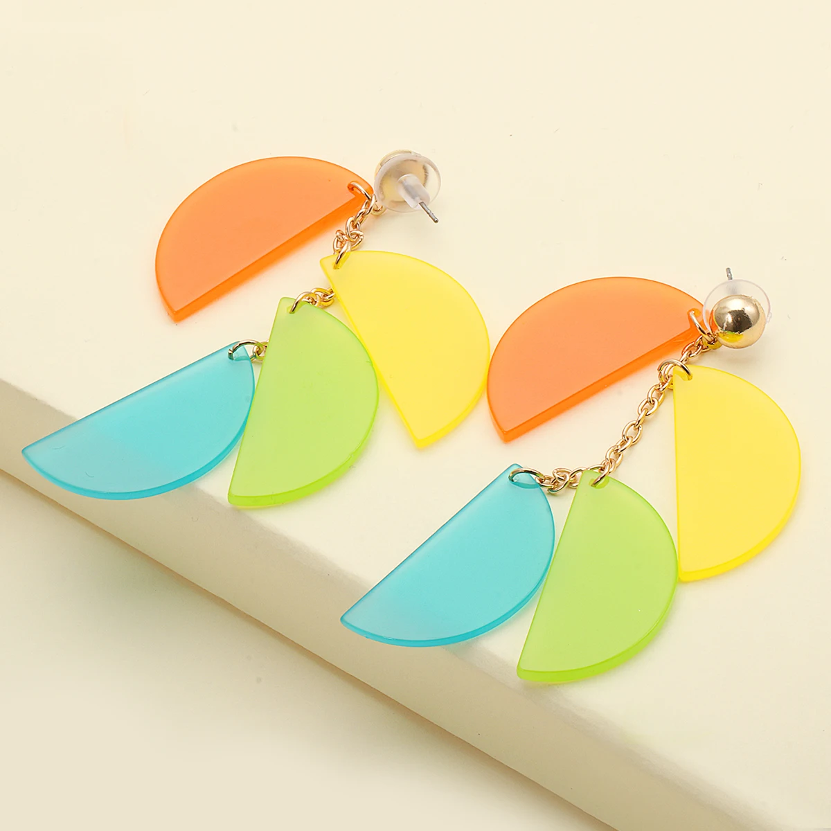 

New Neon Geometric Transparent Colorful Plastic Acrylic Statement Long Drop Earring for Women Girls Summer Party 2022 Trend
