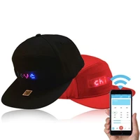 unisex bluetooth led mobile phone app controlled baseball hat scroll message display board hip hop street snapback cap