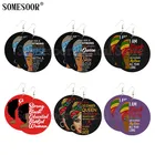 SOMESOOR напечатанные головные повязки меланин HBCU Queen африканские деревянные висячие серьги 5 звезд черная история женские дизайнерские подарки