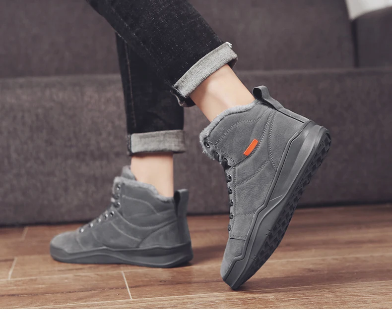 Зимние мужские зимние ботинки; большие размеры 46; повседневная обувь с высоким вырезом для мужчин; ботильоны на меху с подкладкой; зимняя теплая зимняя обувь; Водонепроницаемая Обувь