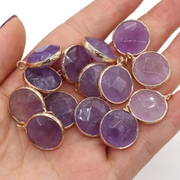 1pcs natural stone faceted amethysts pendants exquisite charms for jewelry making diy earrings necklace women gift size 22x26mm