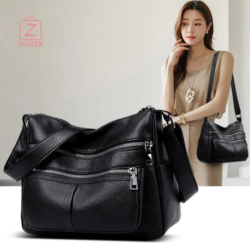 

Сумка для матери, новинка, вместительная сумка-мессенджер на одно плечо, мягкая кожаная Темпераментная Женская сумка, простой трендовый мал...