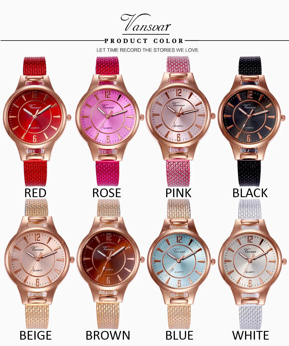 Часы Vansvar женские кварцевые модные темпераментные с силиконовым ремешком и