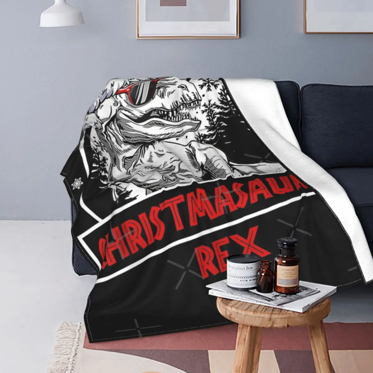 

Manta navideña roja de saurio de Navidad, colcha de cama a cuadros, manta con capucha, colcha de Picnic