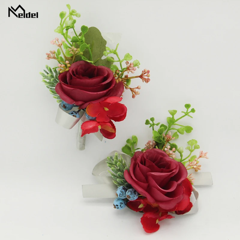 Свадебная бутоньерка Meldel корсет для невесты браслет на запястье цветок шелковая