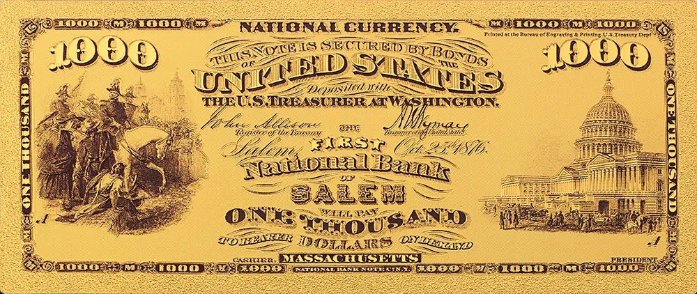 Коллекционная памятная монета 1875 долларов США 1000 банкнот позолоченная