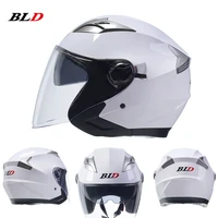 new bld dual lens motorcycle helmet 34 open face motocross helmets safety electric bicycle riding unisex casco moto dot