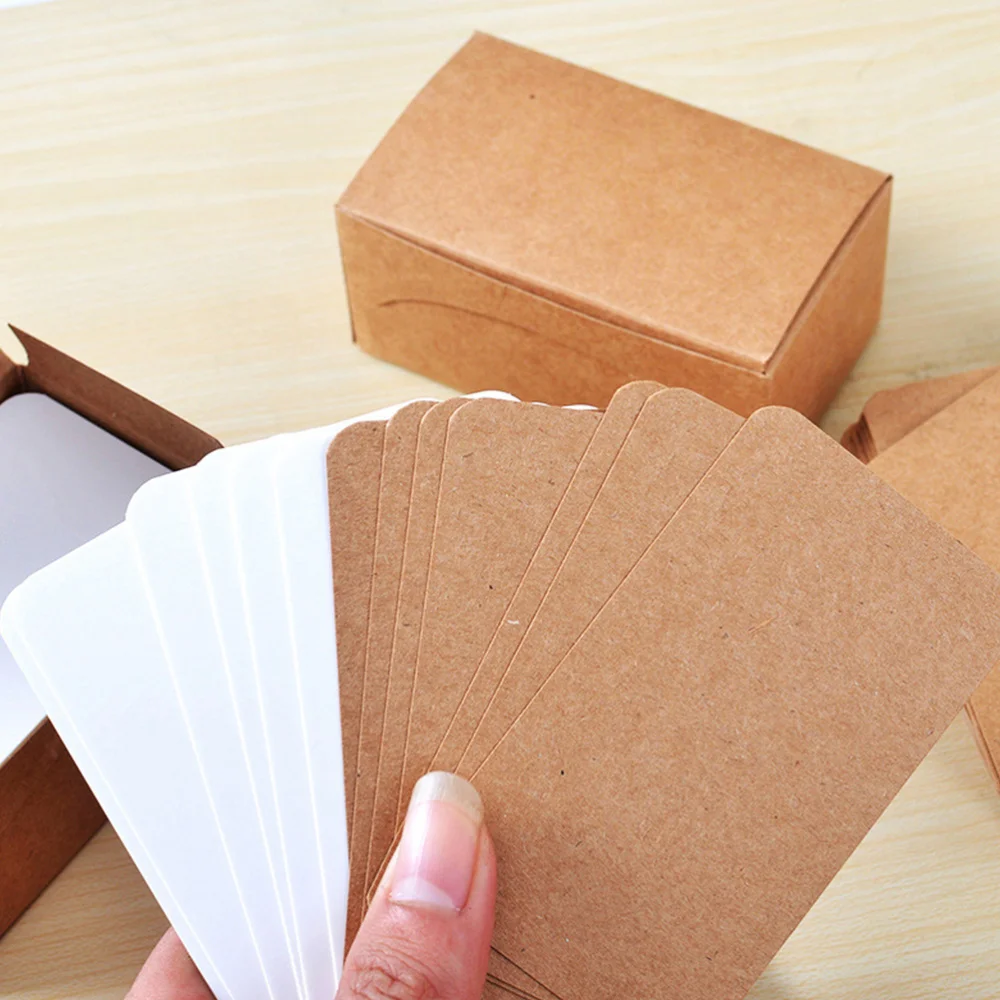 

300pcs Practical Message Cards DIY Blank Cards Note Cards Stationery Accessories for Office School (White + Kraft Paper Color +