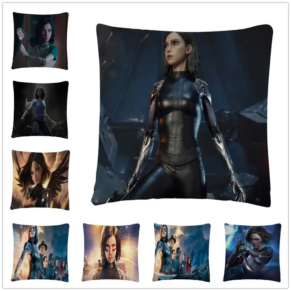 

Battle/Angel Alita exquisite battle pattern Linen Cushion Cover Pillow Case for Home Sofa Car Decor Pillowcase45X45cm