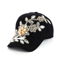 2021 new style summer delicate women diamond flower baseball cap snapback style lady jeans hats hot sellinggorras wholesale