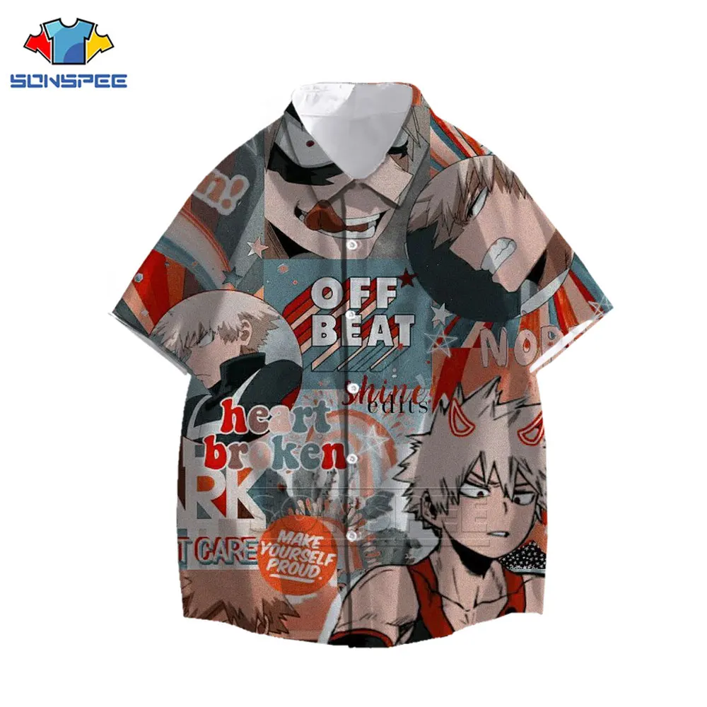 Anime My Hero Academia Todoroki Shoto Shirt 3D print Many Faces High Quality Men Women Shirts Summer Casual Hawaiian Shirts Tops