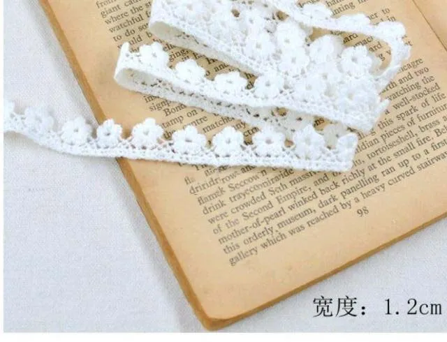 

30 метров нежная вышитая Цветочная хлопковая Водорастворимая кружевная отделка 12 мм белая цветочная ткань для шитья «сделай сам» ремесла ук...