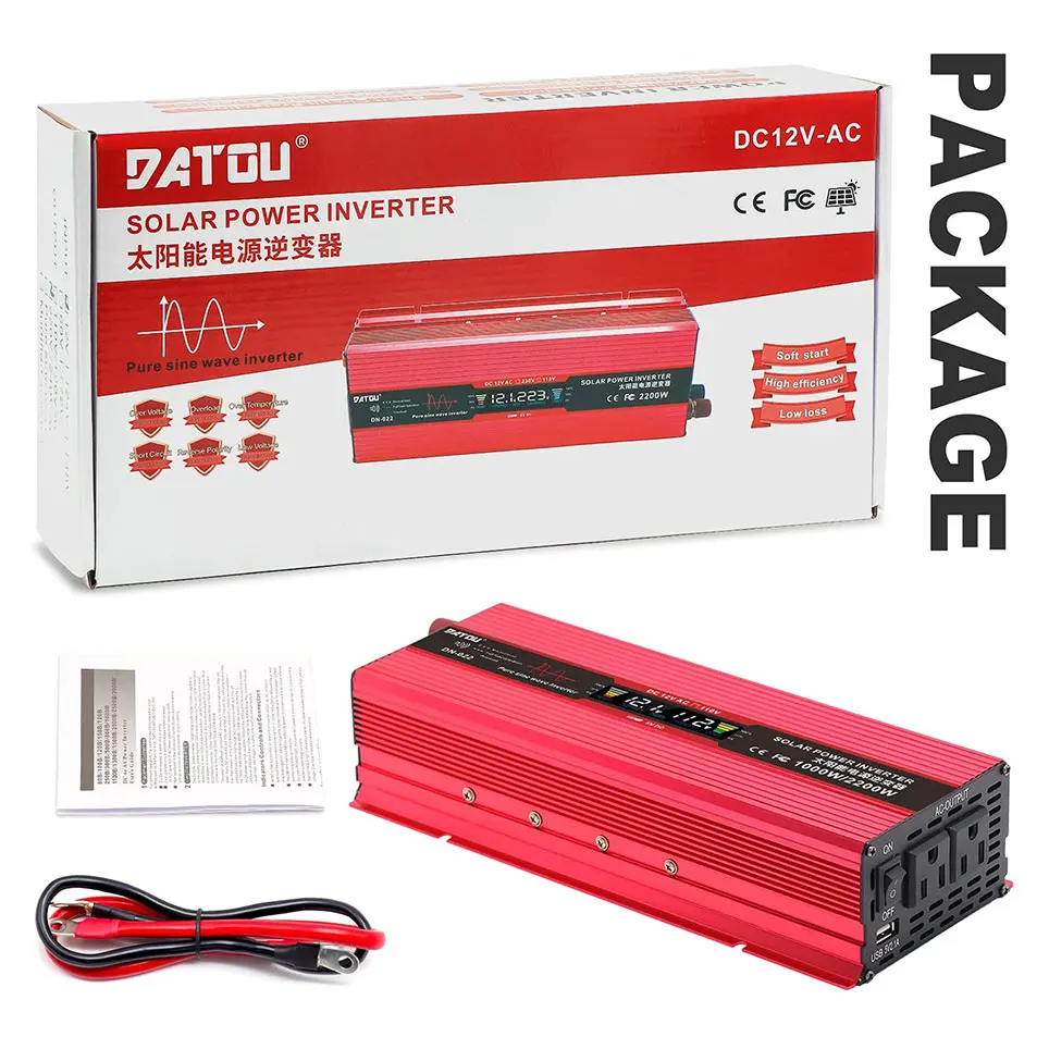 2021 чистый синусоидальный инвертор 1000 Вт Инвертор пиковый 2200 преобразователь