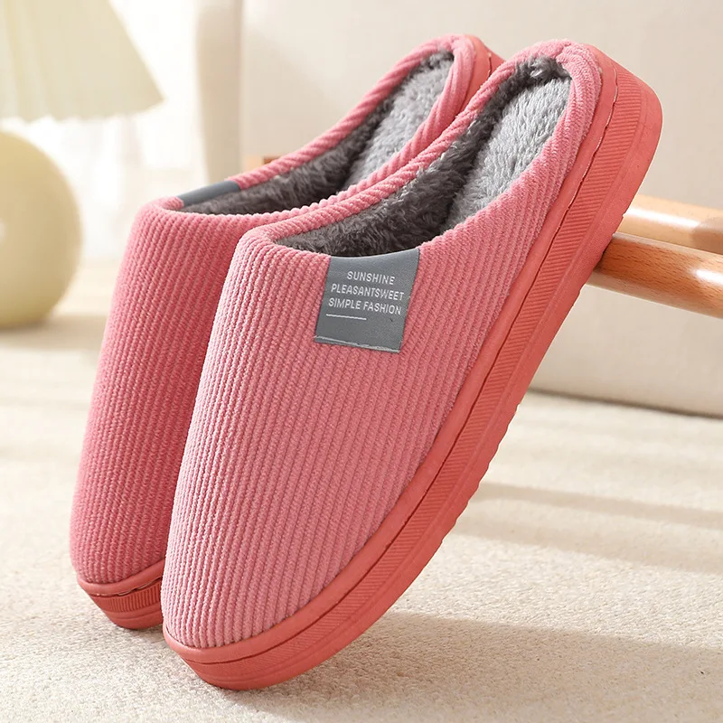 

Men Women Corduroy Home Cotton Slippers ,Autumn And Winter Indoor Warmth, Anti-Skid Thick Bottom For Lovers Plush Home