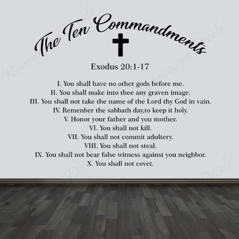 

The Ten Commandments Bible Quotes Wall Sticker Vinyl Art Home Decor For House Room Interior Words Decals Removable Murals 3B30