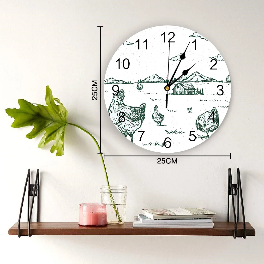 Кантри граффити куриный холм Дом ПВХ настенные часы современный дизайн домашний