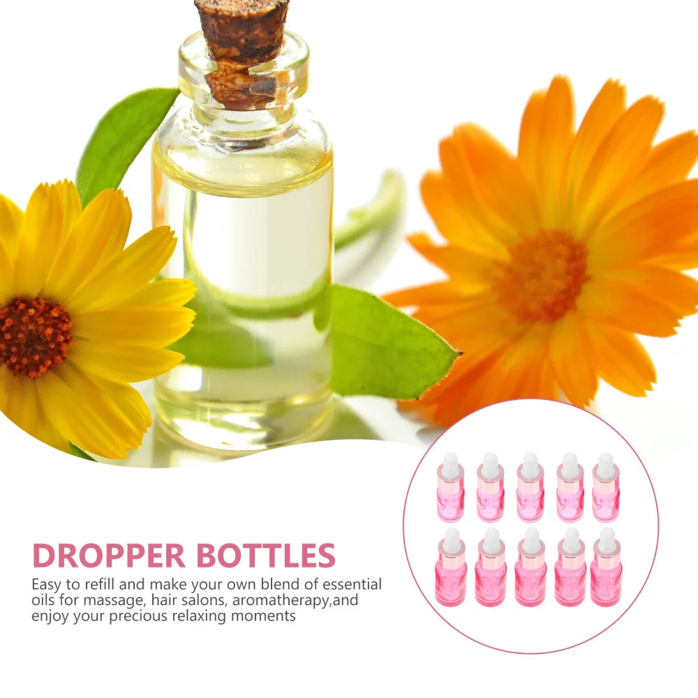 

10Pcs Portable Dropper Bottles Glass Essential Bottles Travel Bottles )