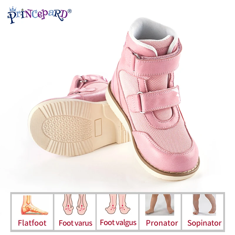 Princepard Spring Autumn Children Orthopedic Shoes for Kids Genuine Leather Flat Feet Supportive Shoes European Size 19-37