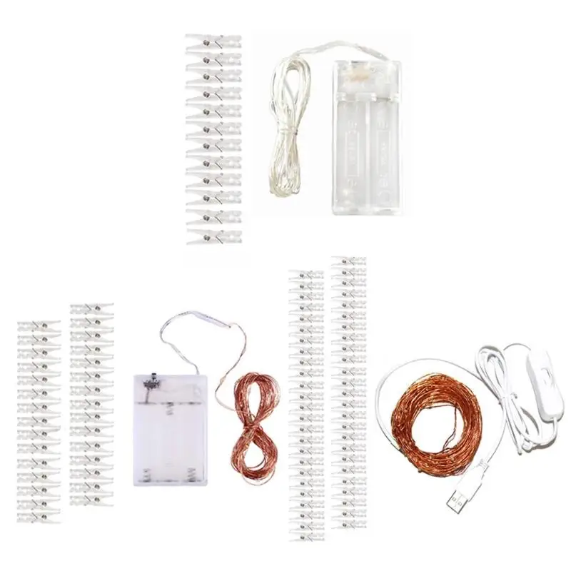 2 м/5 м/10 м зажим для фото USB светодиодный гирлянды сказочные огни наружная гирлянда на батарейках рождественские украшения вечерние, свадебные, рождественские