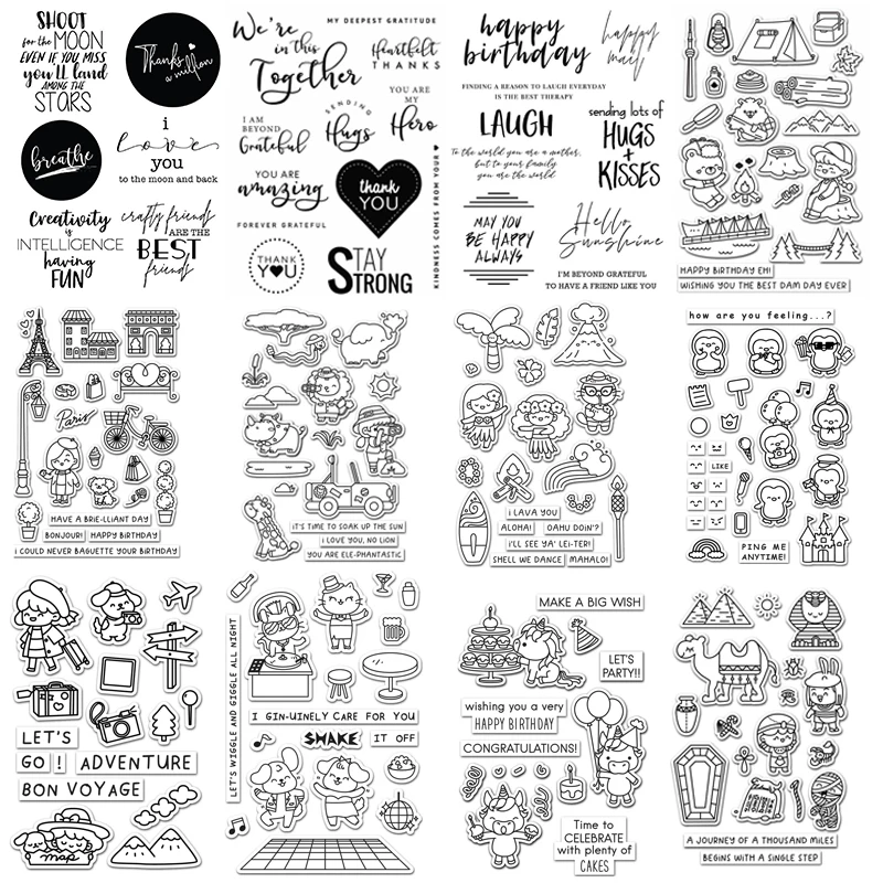 Штампы для кемпинга, развлечений, ночных приключений, дня рождения, единорог, Пингвин, штампы для скрапбукинга, создания открыток, новинка 2021