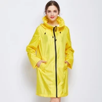 fashion breathable women long rain coat poncho thick ladies yellow raincoats outdoor waterproof rain poncho cape with pocket