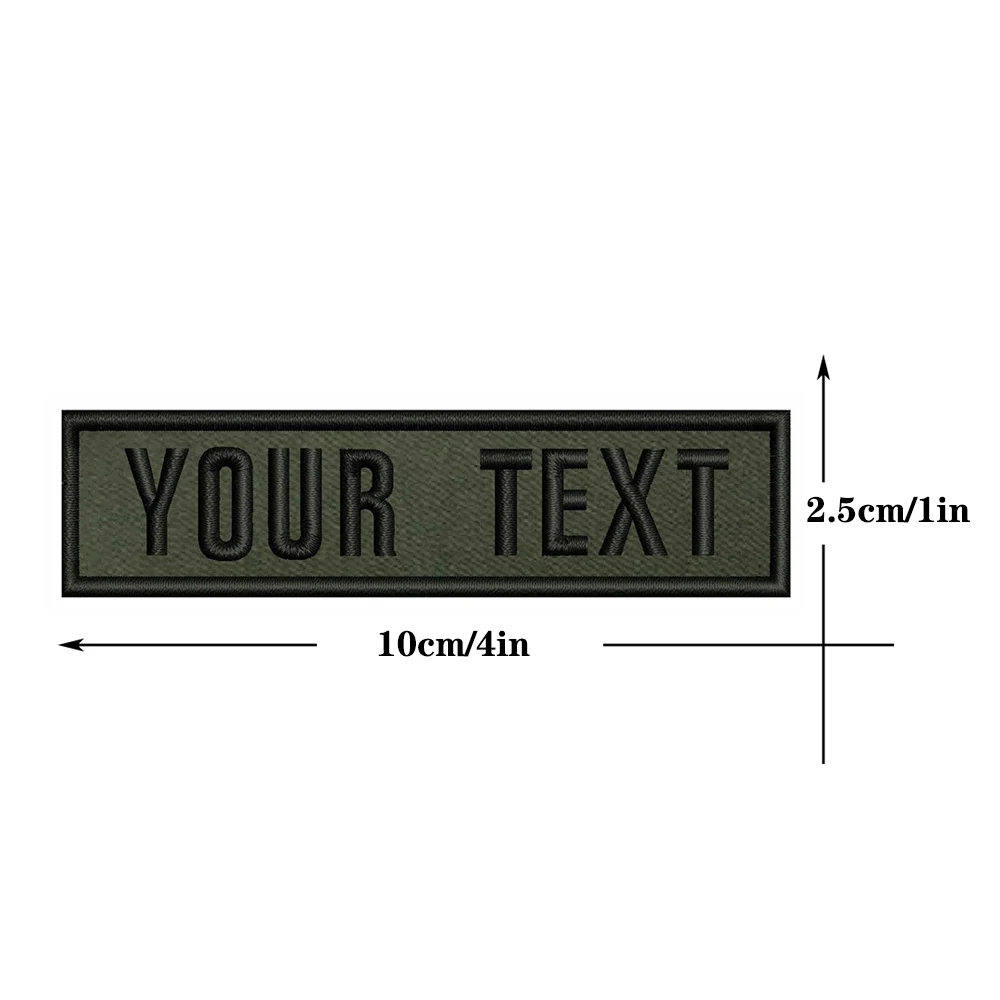 

Army green background national flags 10X2.5cm Embroidery Custom Name Text Patch Stripes badge Iron On Or Velcro Backing Patches