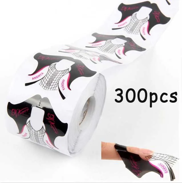 BQAN 500 шт./компл. форма для ногтей гель лак для ногтей формы для наращивания ногтей Инструменты для укладки волос Curl формы для Уход за ногтями DIY инструмент - Цвет: black 300pcs