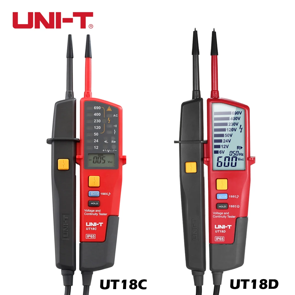 UNI-T UT18C/D Авто Диапазон напряжения Mater ручка непрерывности Тестер LCD подсветка Дата Код Тесты Самостоятельная проверка Вольт-детекторы ручка
