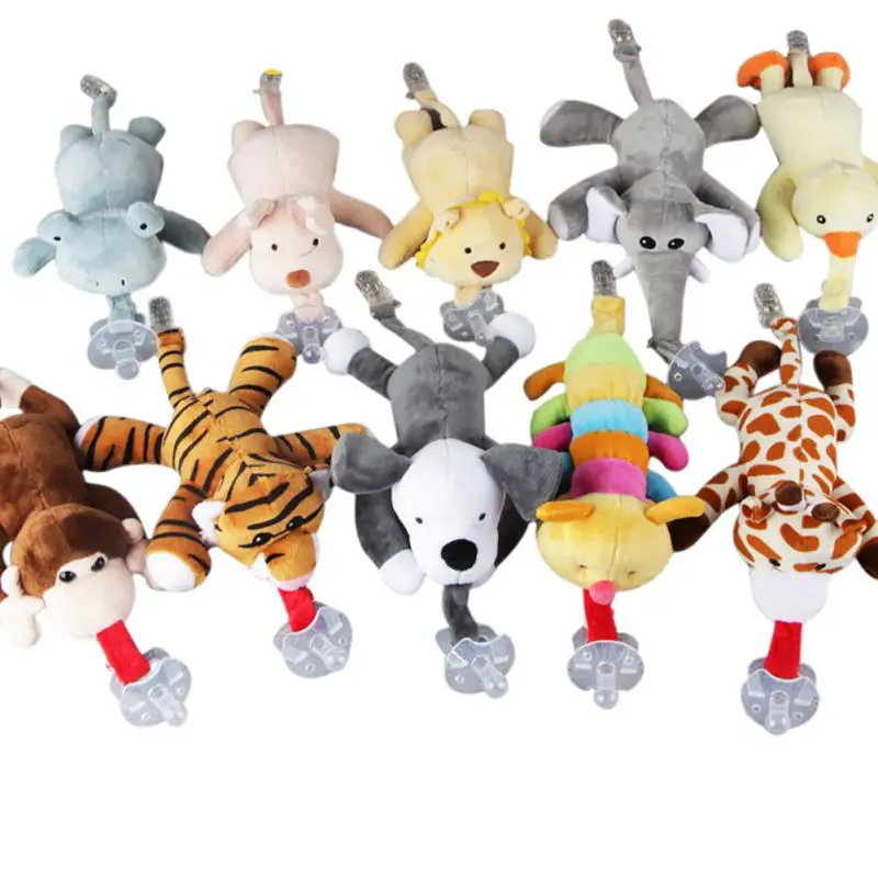 

Baby Holder Hanging Removable Plush Animal Doll Toys Pacifier And Teether Clip Detachable With Transparent Pacifier Girls Boys