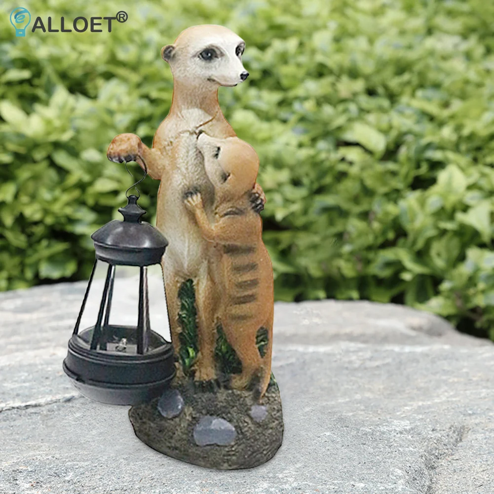 

Landscape Lighting Decoration Solar Light Simulation Animal Mongoose Luminous Resin Ornaments Sculpture Crafts