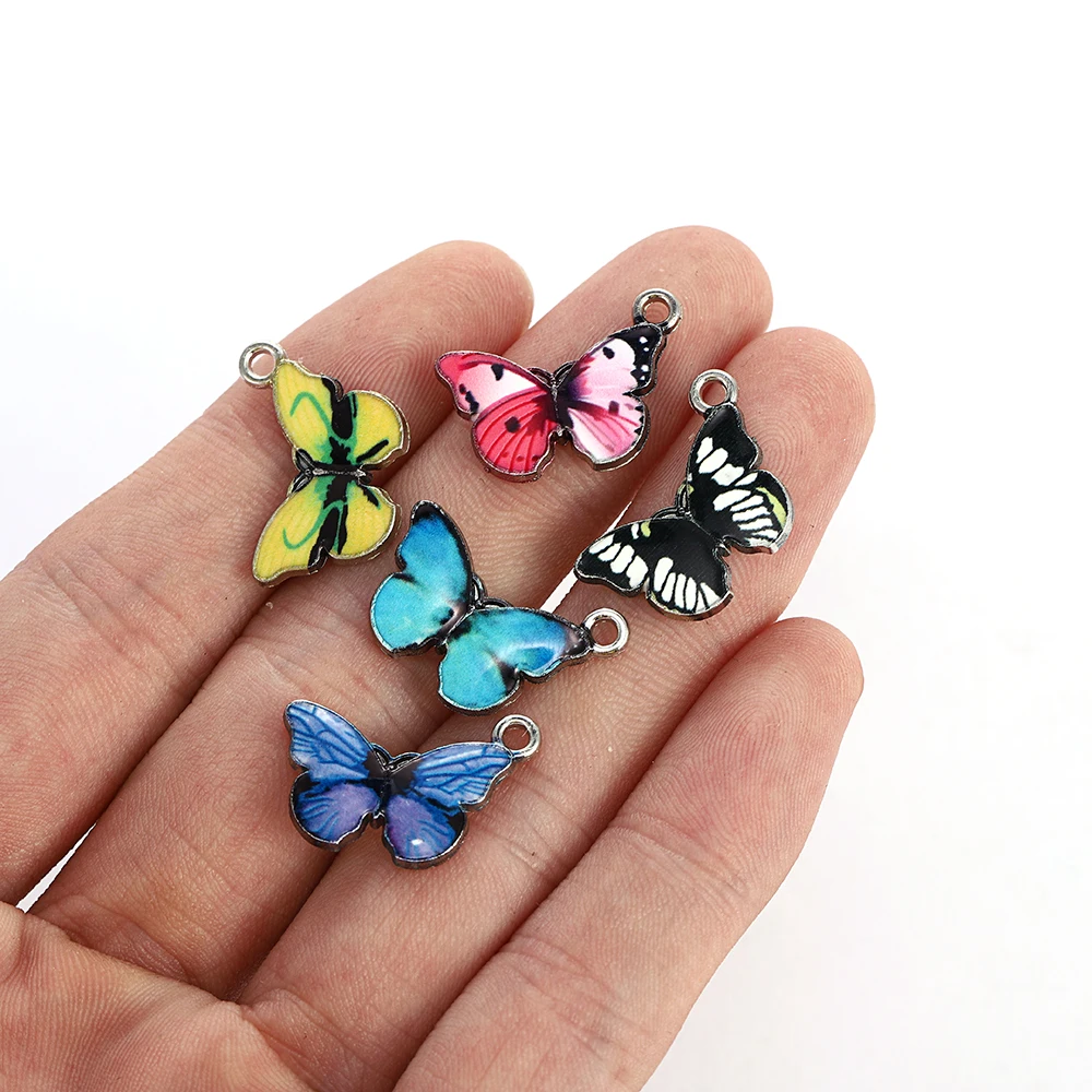 10pcs Blue Enamel Cute Butterfly Charms Pendants DIY Necklace Earrings Jewelry Marking Accessories | Украшения и аксессуары