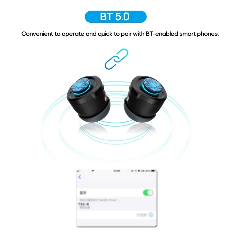 

T90 Smart Bracelets BT5.0 Earphone 0.96-Inch TFT Sn Smart Watch IP67 Water Resistance Heart Rate Bloods Pressures Monitoring