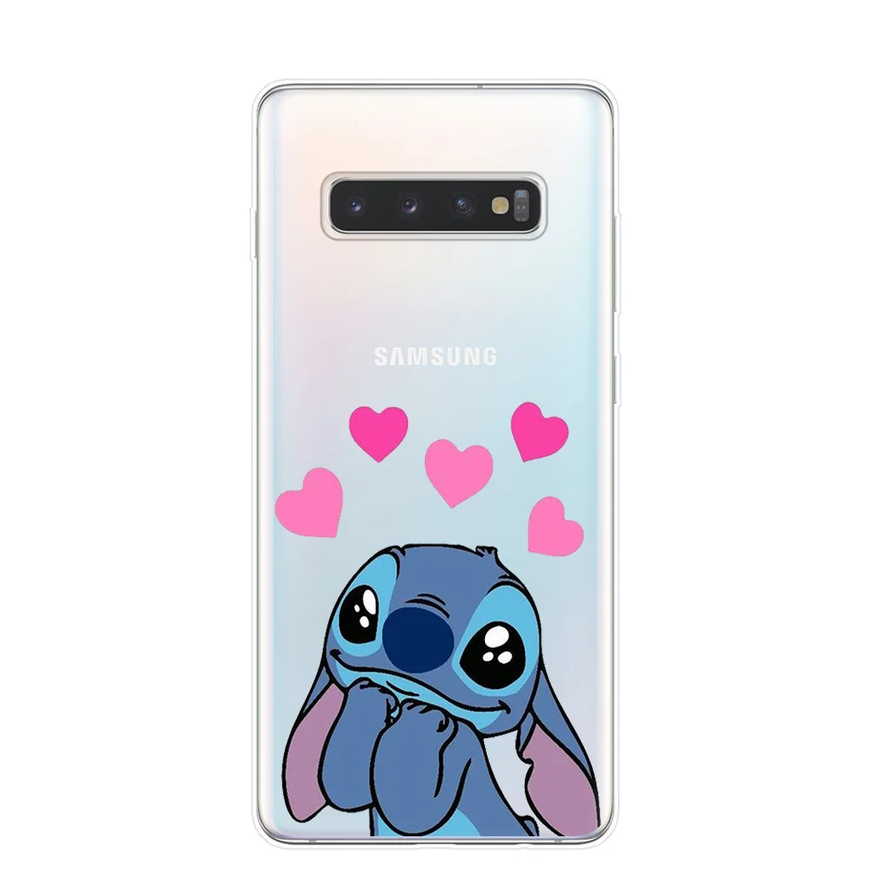 Милые чехлы для телефонов Disneys Stitch для samsung S10 S9 S8 Plus S10e 5G S6 S7 Edge S10Lite, Прозрачная силиконовая Мягкая задняя крышка