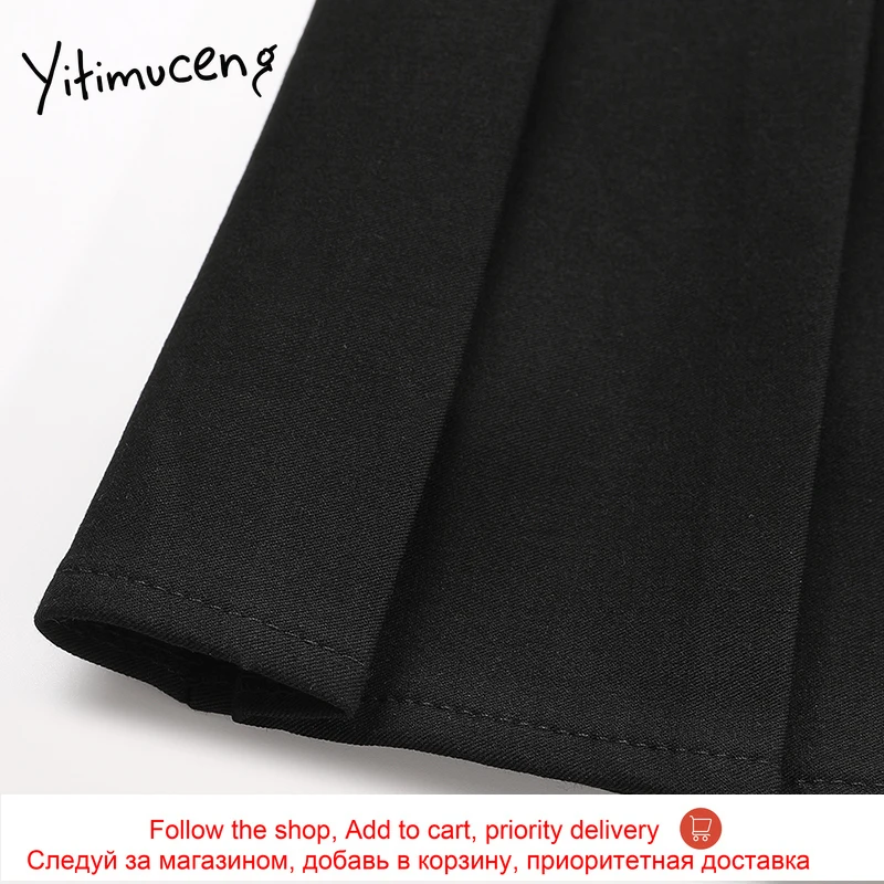 

Yitimuceng Zipper Sashes Skirt Women Pleated High Waist Mini Solid 2021 Summer Korean Preppy Style Fashion New Skirts Hot Sale