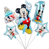 1set mickey minnie mouse star helium foil balloons kids birthday party decoration baby shower 1st birthday number balloon toys