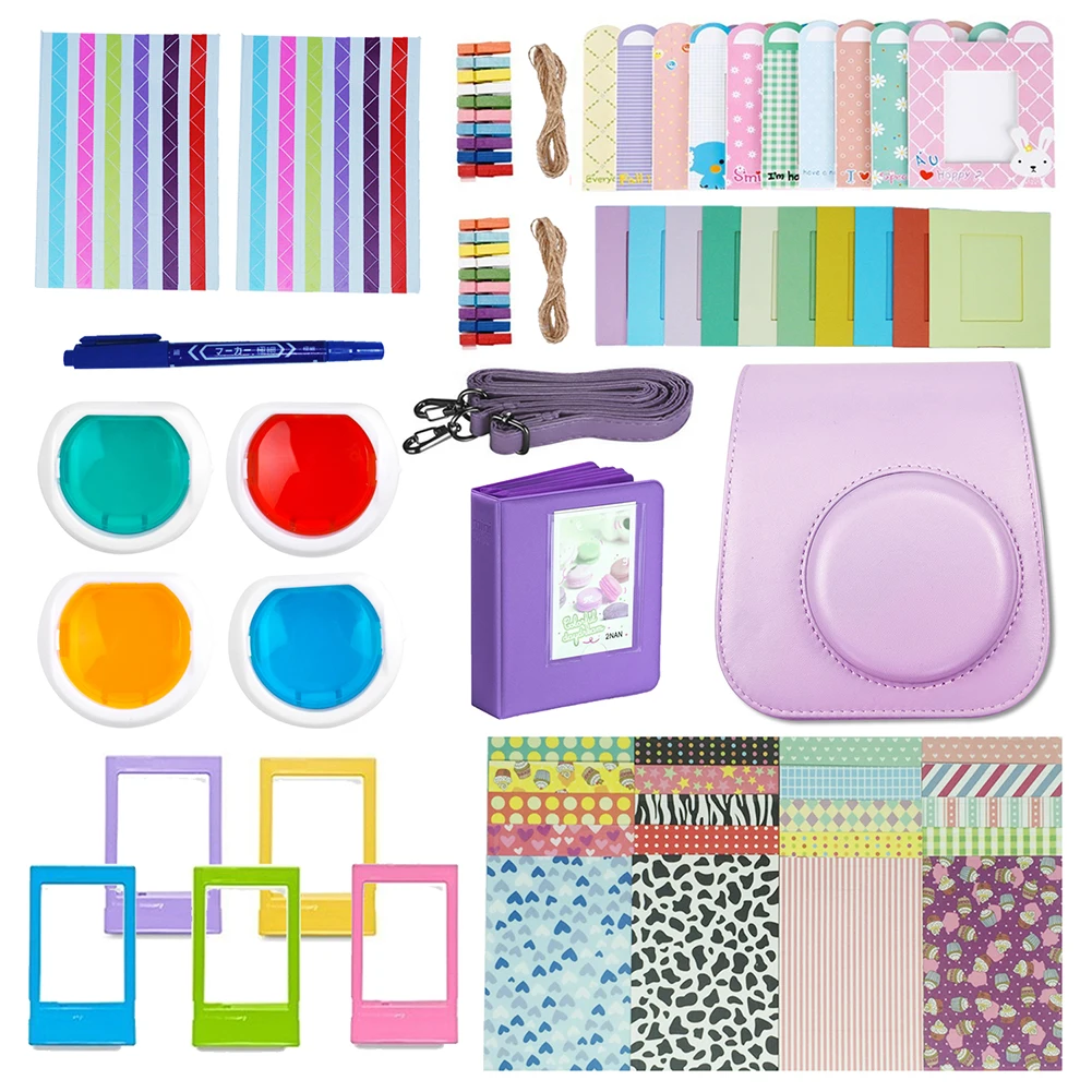

For Fujifilm Instax Mini 11 Instant Camera Accessories Kit Protective Bag Case Photo Album Filter Stickers Frames Shoulder Strap
