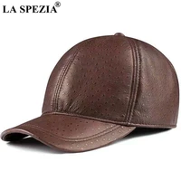 real leather caps for men baseball cap sheepskin genuine leather hats for men brown black high quality mens brand winter hat