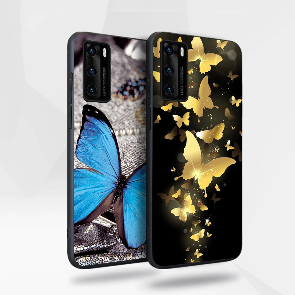 

Color Butterfly Case for Huawei P40 P30 20 Honor 30 20 10 30S Mate 40 30 20 Lite Pro P Smart Plus 2019 Soft TPU Phone Back Funda