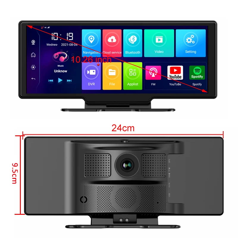 Large Screen 10.26 Inch Dash Cam Auto Recorder Android 8.1 Car DVR GPS ADAS 4G Dual Camera Video Registrator APP Real-time View |