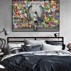 Граффити искусство стены картины для гостиной Бэнкси сцены девушка улица холст картины настенные художественные плакаты печатные дома Декор