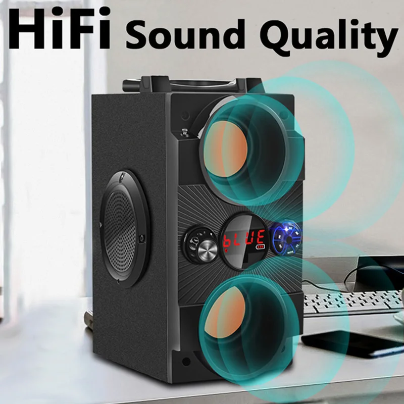 

40W Big Power Portable Bluetooth Speaker Outdoor Wireless Subwoofer Boombox Column Sound Music Center Support AUX TF FM Radio