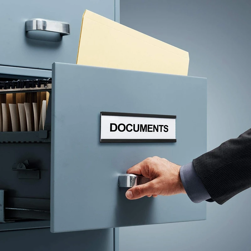 

50Pcs Magnetic Label Holders with Magnetic Data Card Holders with Clear Plastic Protectors for Metal Shelf (1 x 3 Inch)