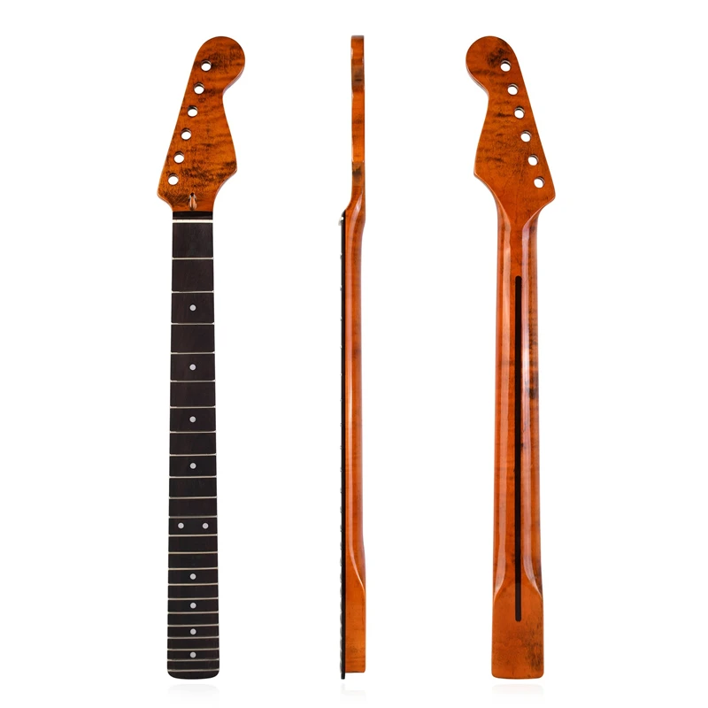 22Frets Maple Neck With Rosewood Fingerboard Inlay Dots Glossy PaintVFor Electric Guitar Can Be Customized Guitar Parts