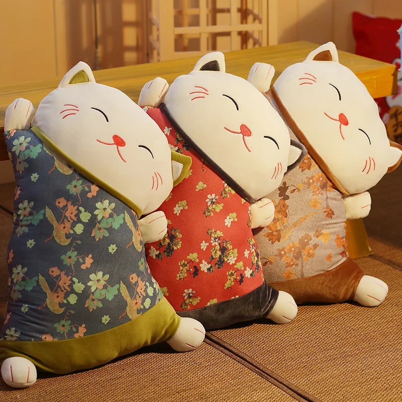 

55cm Chinese Cat Plush Toys Cheongsam Cats Stuffed Dolls Cartoon Cat Appease Pillow Dolls Cats Sleeping Stuffed Dolls